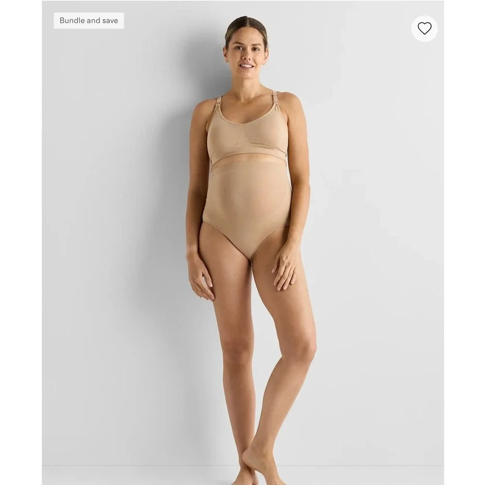 Quince Seamless Nursing Wireless Comfort Bra Womens Size S Beige Nude Full